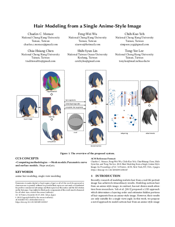(PDF) Hair modeling from a single anime-style image