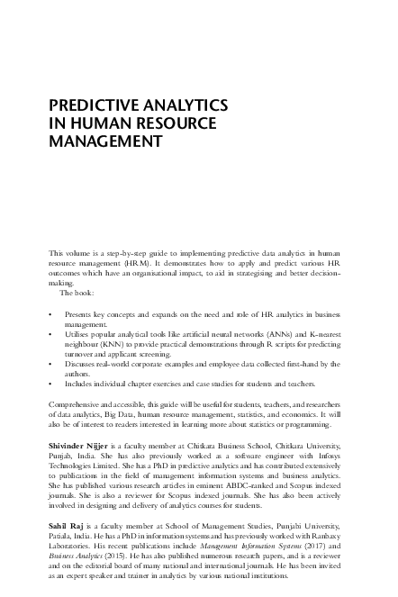 (PDF) Predictive Analytics in Human Resource Management