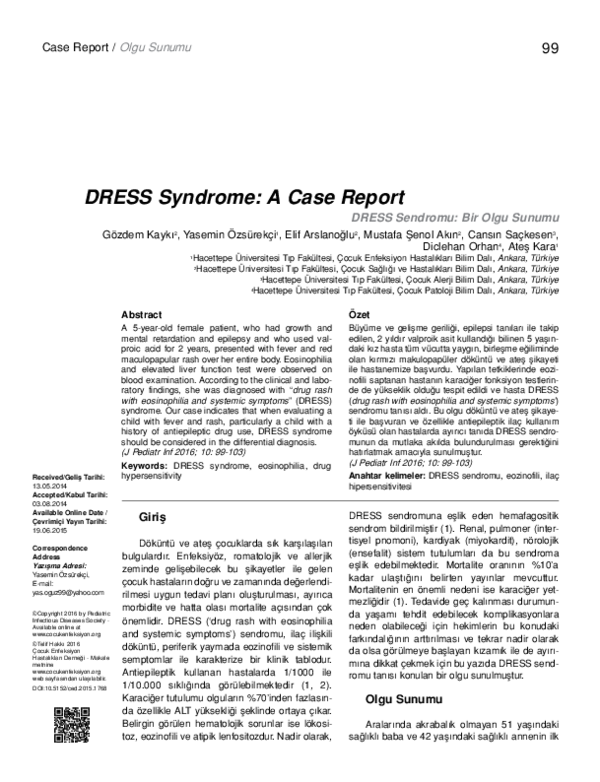 (PDF) DRESS Syndrome A Case Report Ates Kara Academia.edu