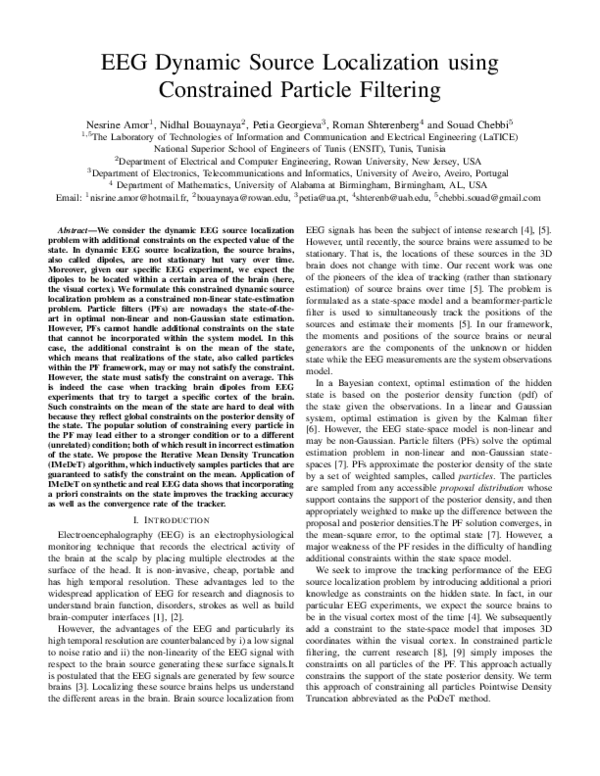 (PDF) EEG dynamic source localization using constrained particle filtering