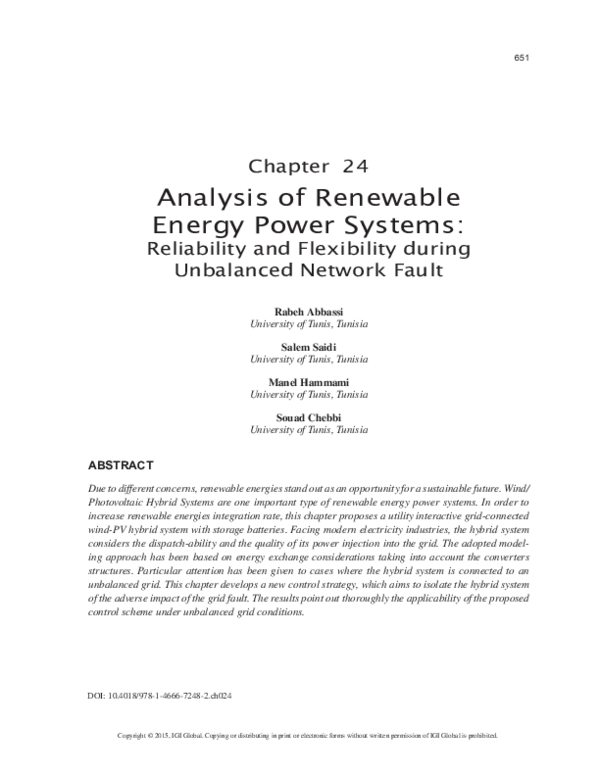 (PDF) Analysis of Renewable Energy Power Systems