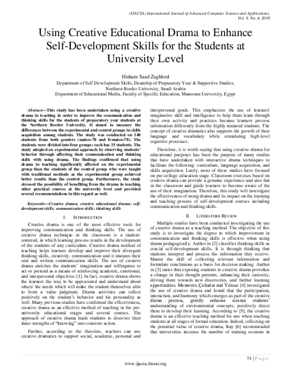 (PDF) Using Creative Educational Drama to Enhance SelfDevelopment