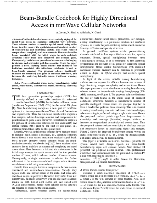 (PDF) Beam-Bundle Codebook for Highly Directional Access in mmWave ...