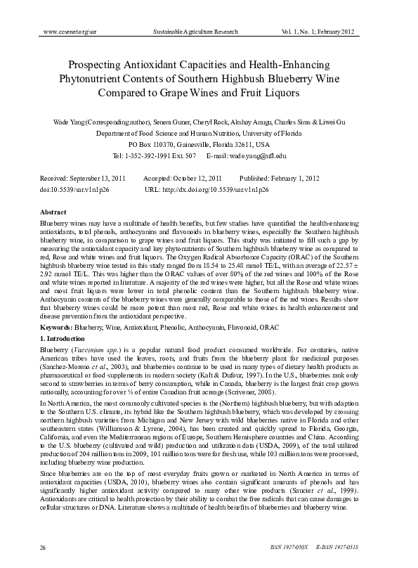 (PDF) Prospecting Antioxidant Capacities and HealthEnhancing
