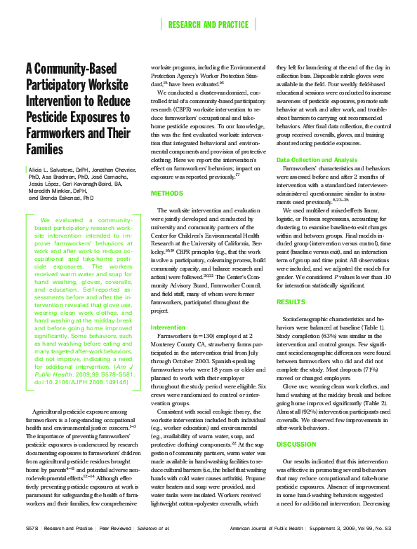 (PDF) A Community-Based Participatory Worksite Intervention to Reduce ...
