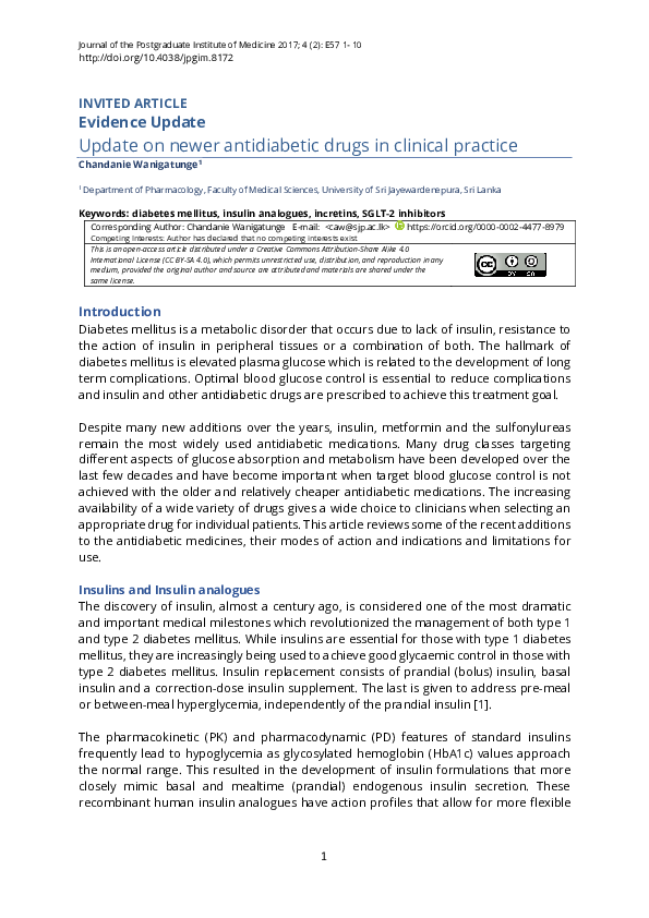 (PDF) Update on newer antidiabetic drugs in clinical practice