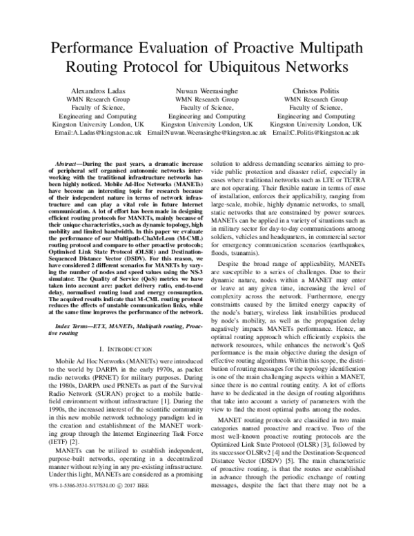 (PDF) Performance evaluation of proactive multipath routing protocol ...