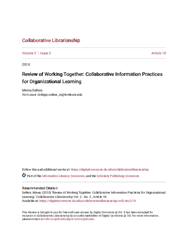 (PDF) Review of Working Together: Collaborative Information Practices ...