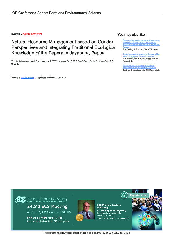 (PDF) Natural Resource Management based on Gender Perspectives and ...