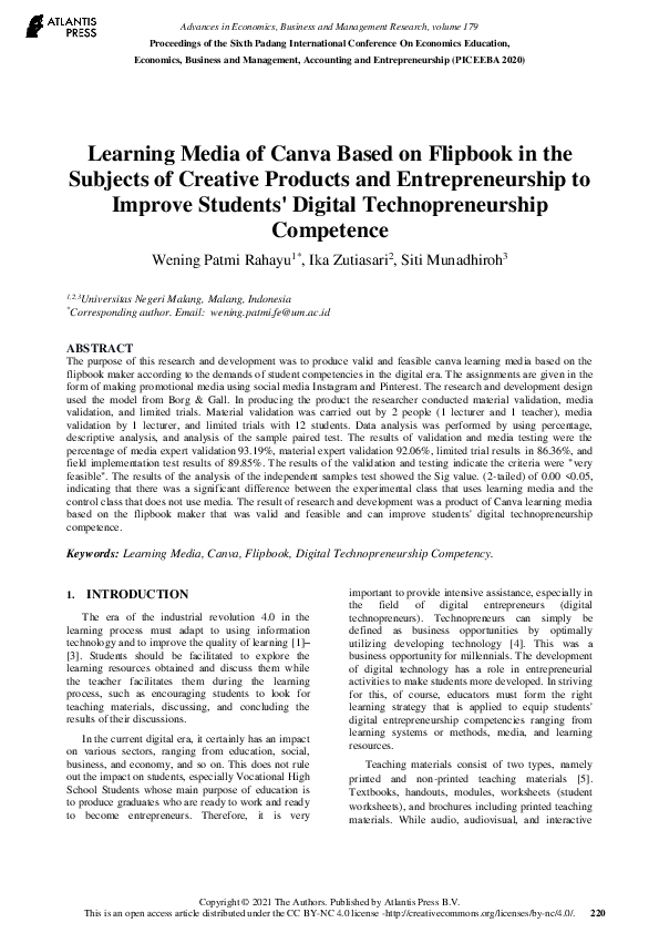 (PDF) Learning Media of Canva Based on Flipbook in the Subjects of ...