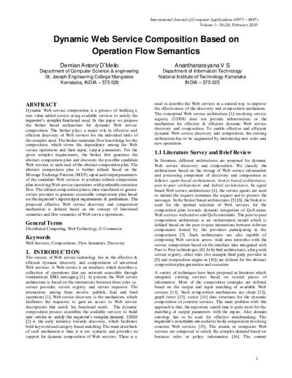 (PDF) Dynamic Web Service Composition Based on Operation Flow Semantics
