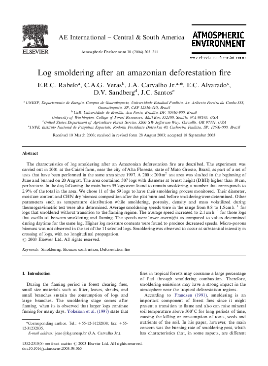 (PDF) Log smoldering after an amazonian deforestation fire