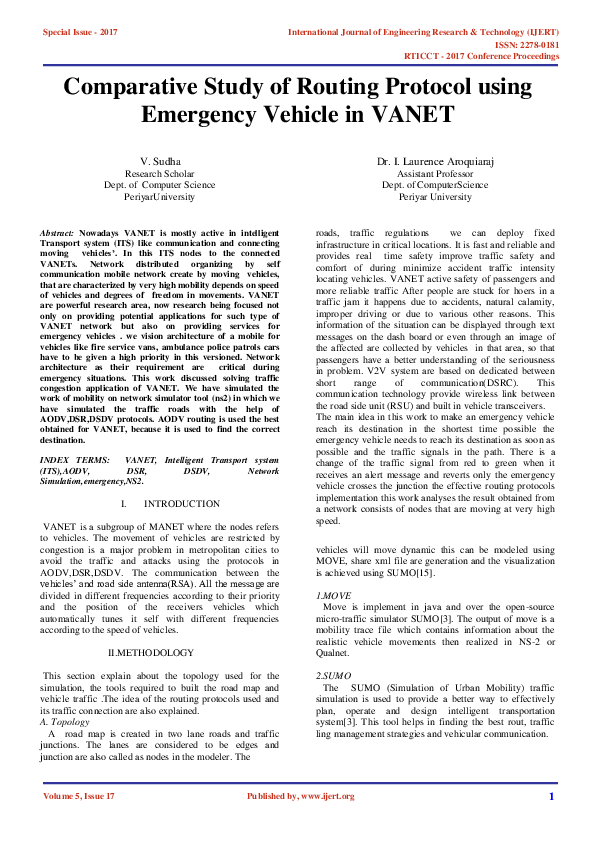 (PDF) Comparative Study of Routing Protocol using Emergency Vehicle in ...