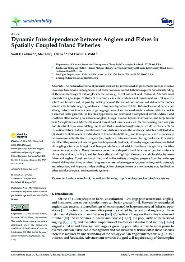 (PDF) Dynamic Interdependence between Anglers and Fishes in Spatially ...