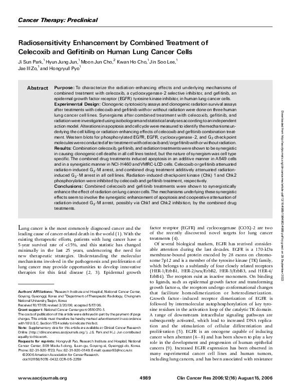 (PDF) Radiosensitivity Enhancement by Combined Treatment of Celecoxib ...