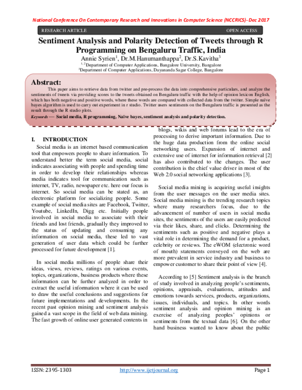 (PDF) Sentiment Analysis and Polarity Detection of Tweets through R ...