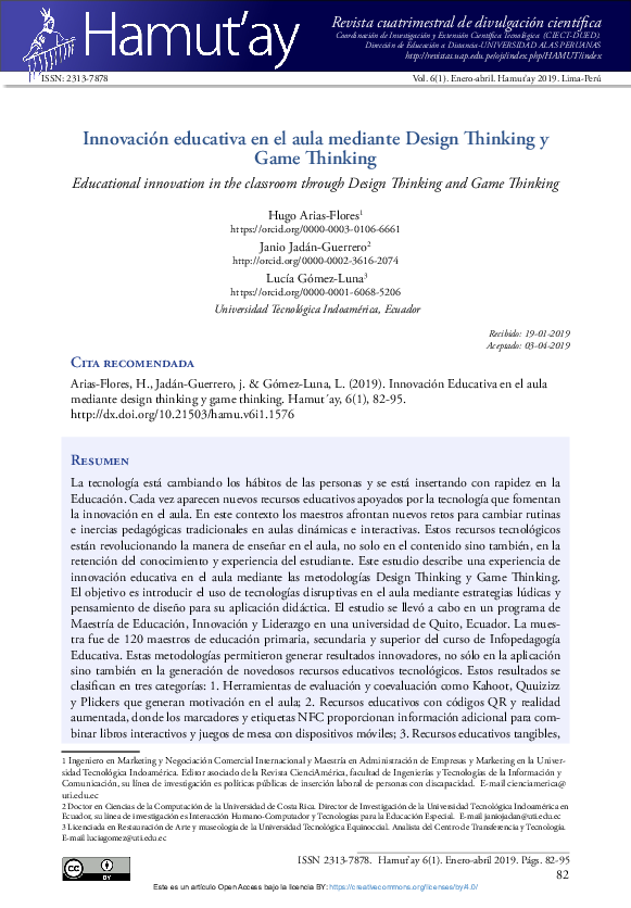 (PDF) Innovación educativa en el aula mediante Design Thinking y Game ...