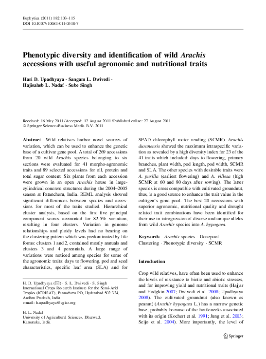 (PDF) Phenotypic diversity and identification of wild Arachis ...