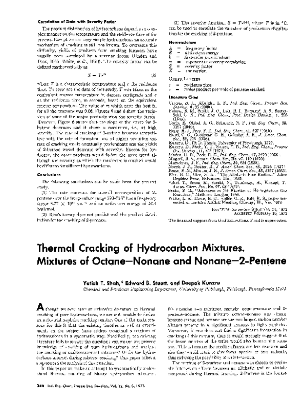 (PDF) Thermal Cracking of Hydrocarbon Mixtures. Mixtures of Octane ...