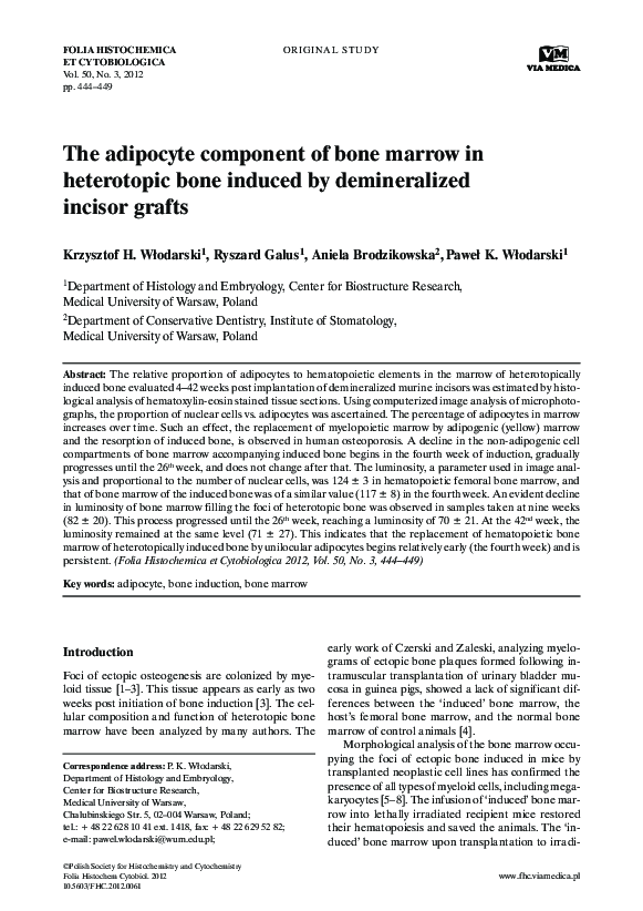 (PDF) The adipocyte component of bone marrow in heterotopic bone ...
