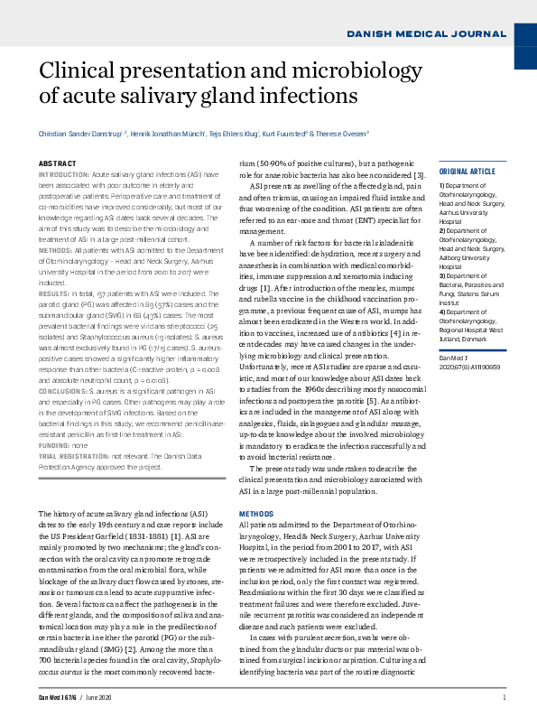 (PDF) Clinical presentation and microbiology of acute salivary gland ...