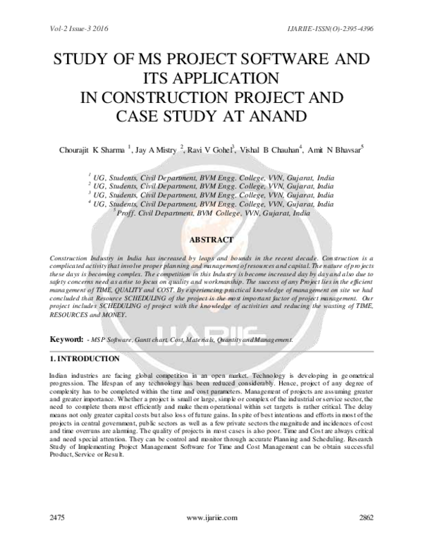  pdf study of ms project software and its application in construction