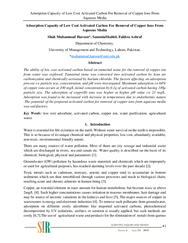 (PDF) Adsorption Capacity of Low Cost Activated Carbon For Removal of ...