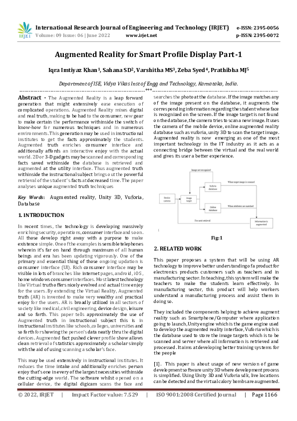 (PDF) Augmented Reality for Smart Profile Display Part-1
