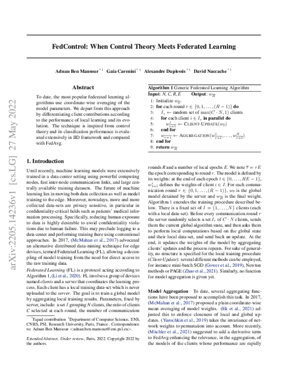 (PDF) FedControl: When Control Theory Meets Federated Learning