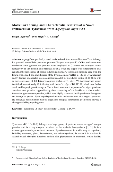 (PDF) Molecular Cloning and Characteristic Features of a Novel ...