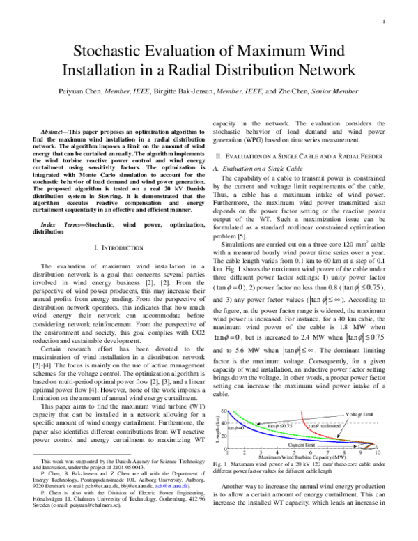 (PDF) Stochastic evaluation of maximum wind installation in a radial ...