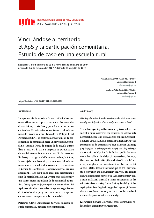 (PDF) Vinculándose al territorio: el ApS y la participación comunitaria ...