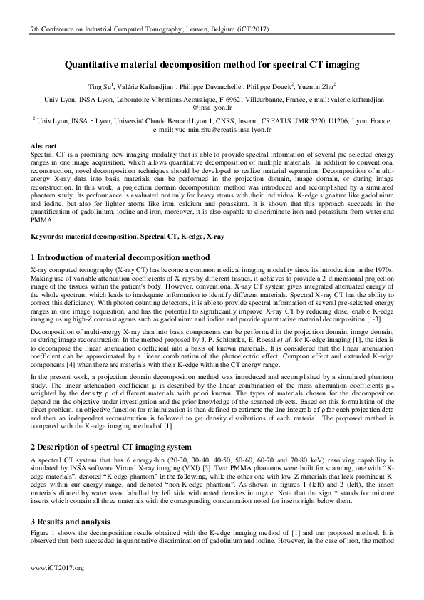 (PDF) Quantitative material decomposition method for spectral CT imaging