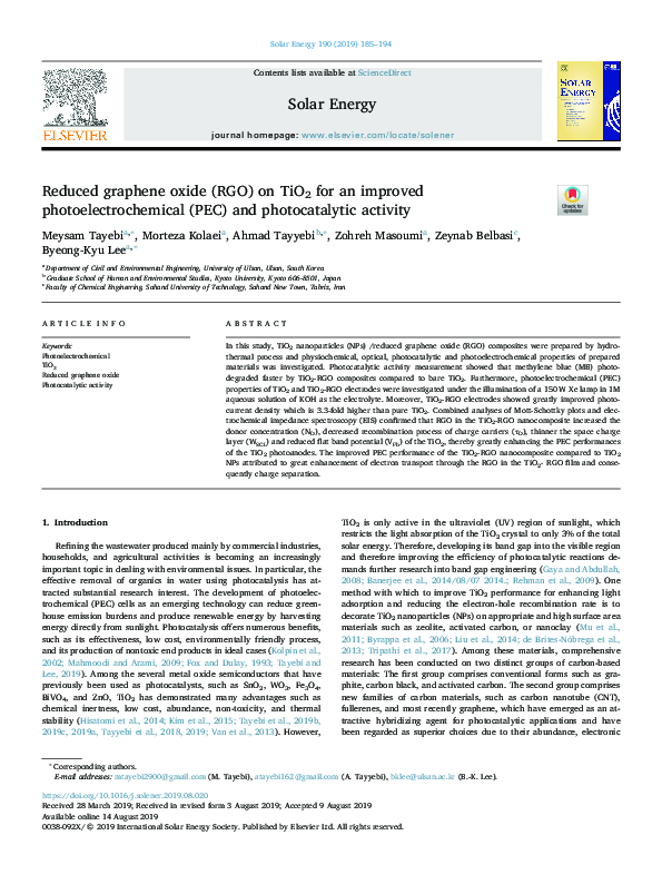 (PDF) Reduced graphene oxide (RGO) on TiO2 for an improved ...