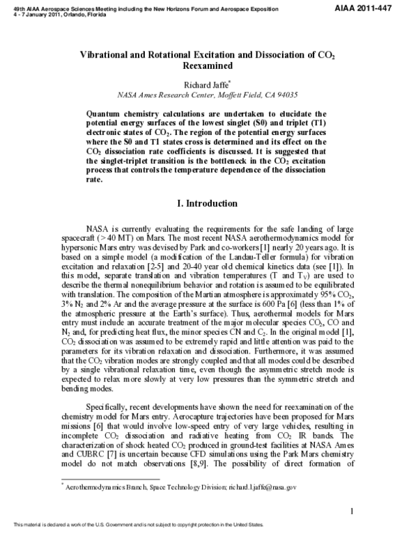 (PDF) Vibrational and Rotational Excitation and Dissociation of CO2 ...