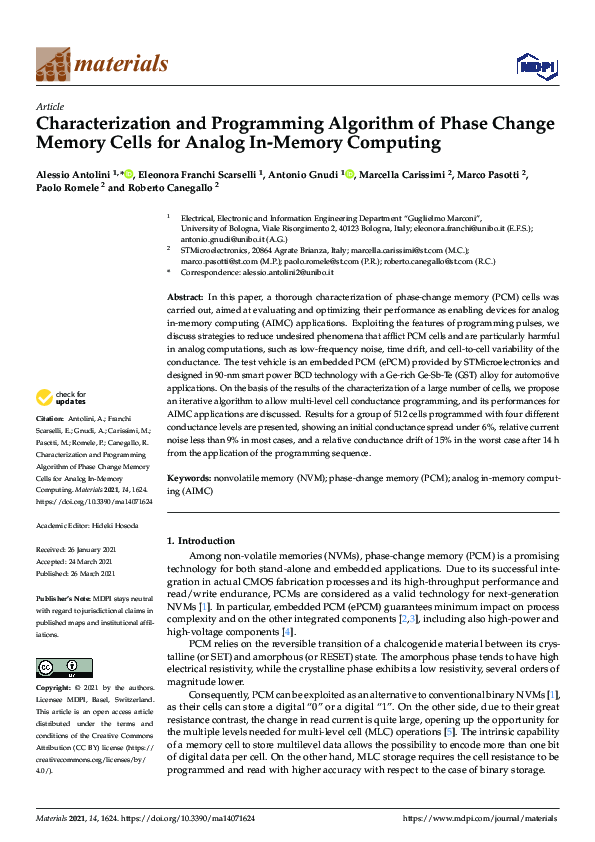 (PDF) Characterization and Programming Algorithm of Phase Change Memory ...