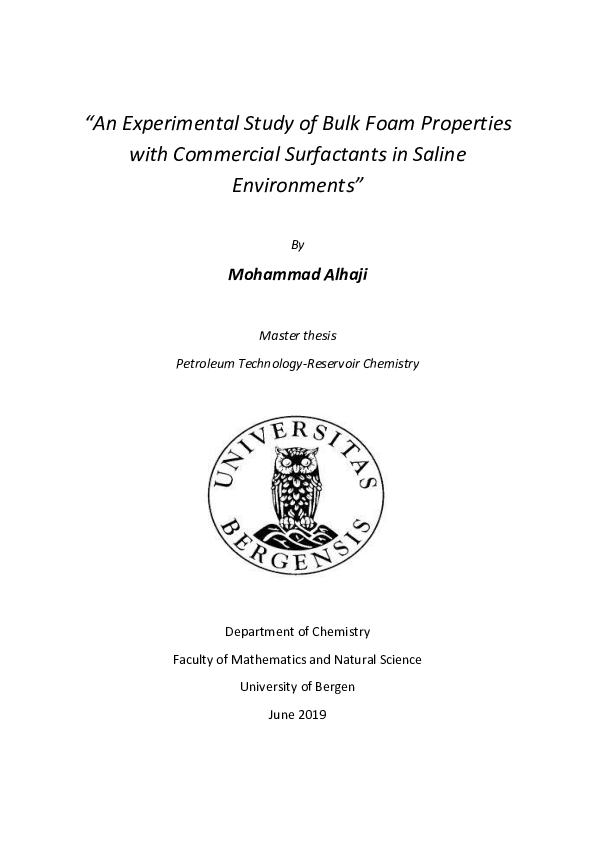 (PDF) An Experimental Study of Bulk Foam Properties with Commercial ...