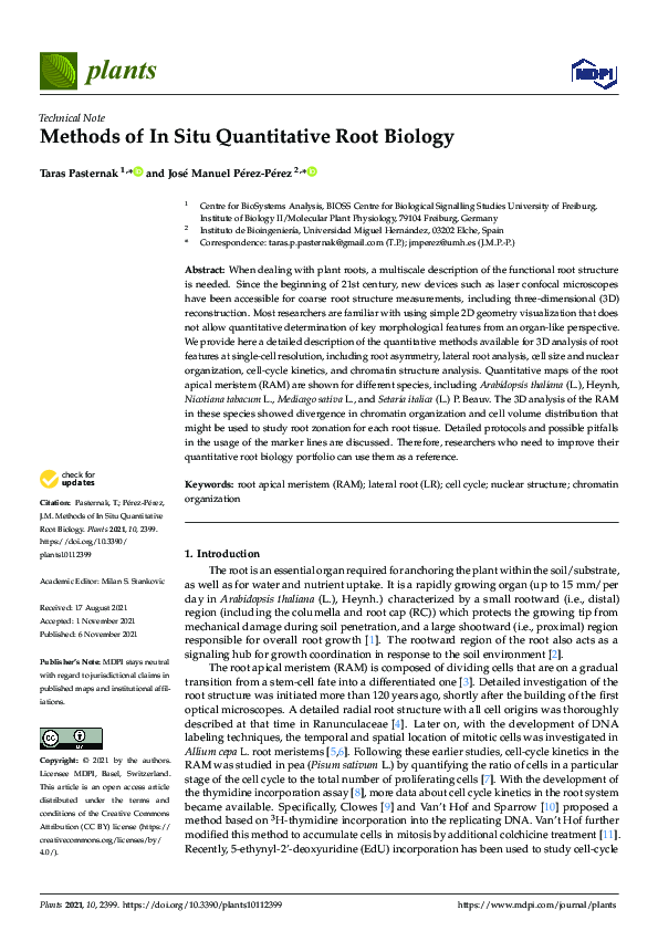 (PDF) Methods for in situ quantitative root biology