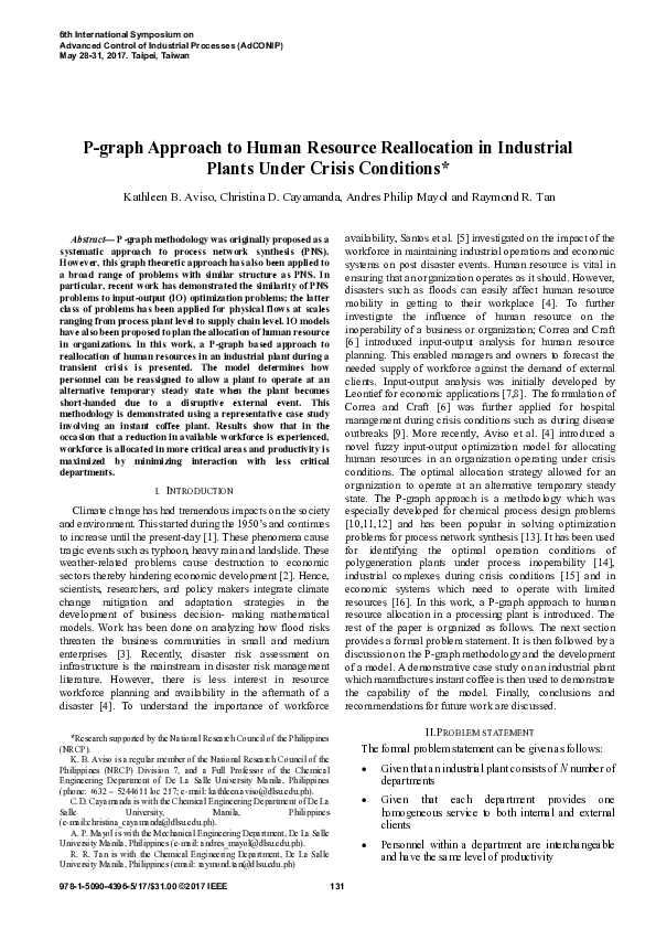 (PDF) P-graph approach to human resource reallocation in industrial ...