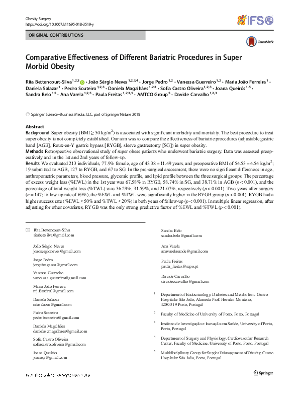 (PDF) Comparative Effectiveness of Different Bariatric Procedures in ...