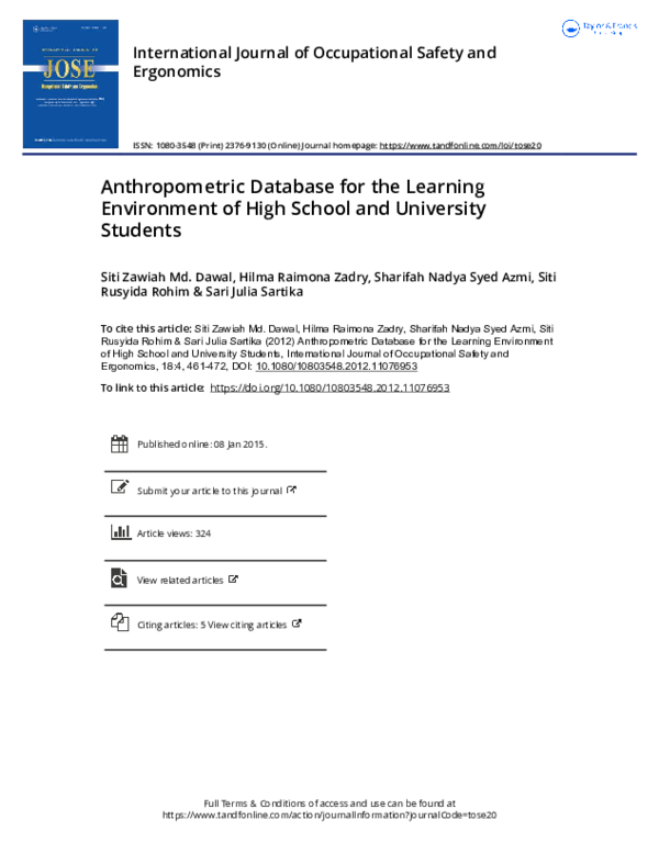 (PDF) Anthropometric database for the learning environment of high ...