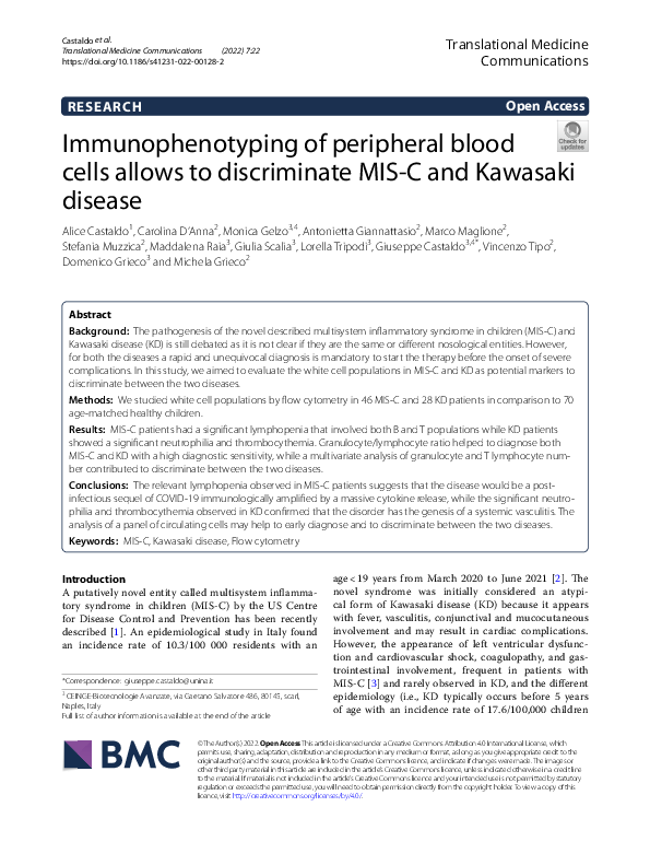 (PDF) Immunophenotyping of peripheral blood cells allows to ...