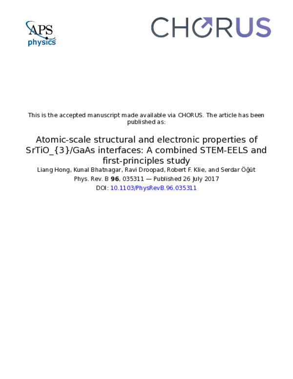 (PDF) Atomic-scale structural and electronic properties of SrTiO3/GaAs ...