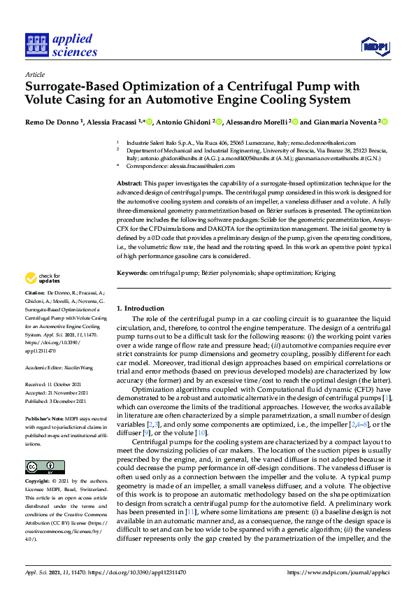 (PDF) Surrogate-Based Optimization of a Centrifugal Pump with Volute ...