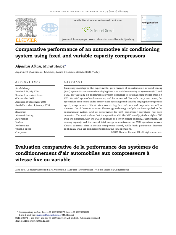 (PDF) Comparative performance of an automotive air conditioning system ...