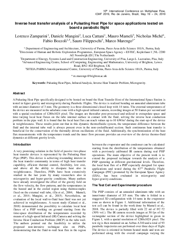 (PDF) Inverse heat transfer analysis of a Pulsating Heat Pipe for space ...