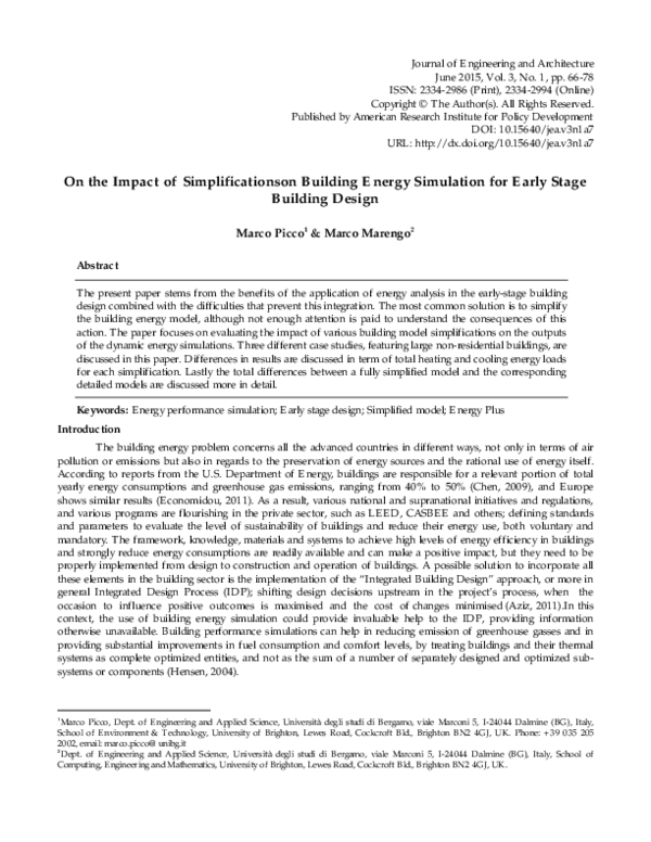 (PDF) On the Impact of Simplificationson Building Energy Simulation for ...