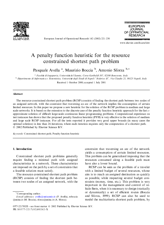 (PDF) A penalty function heuristic for the resource constrained ...
