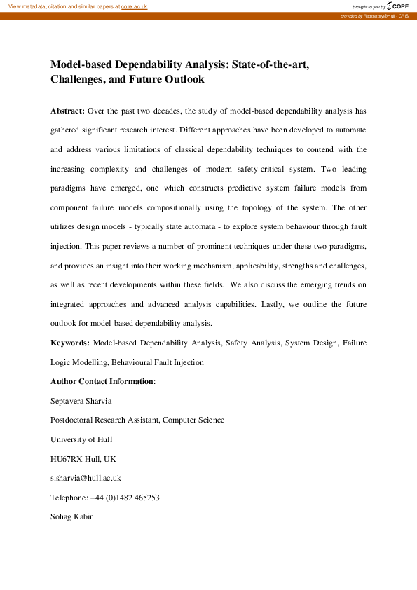 (PDF) Model-based dependability analysis