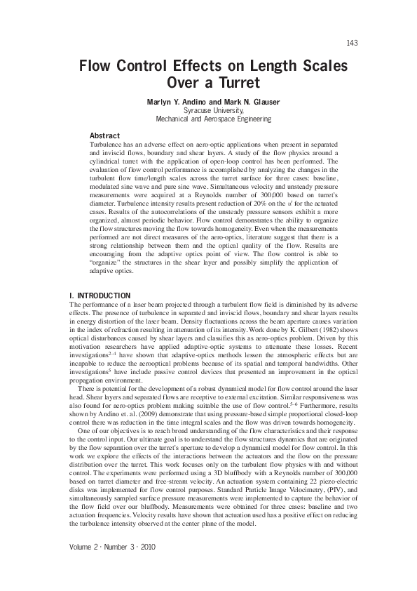 (PDF) Flow Control Effects on Length Scales Over a Turret